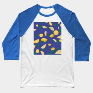 Lemon lovers blue background digital pattern Baseball T-Shirt